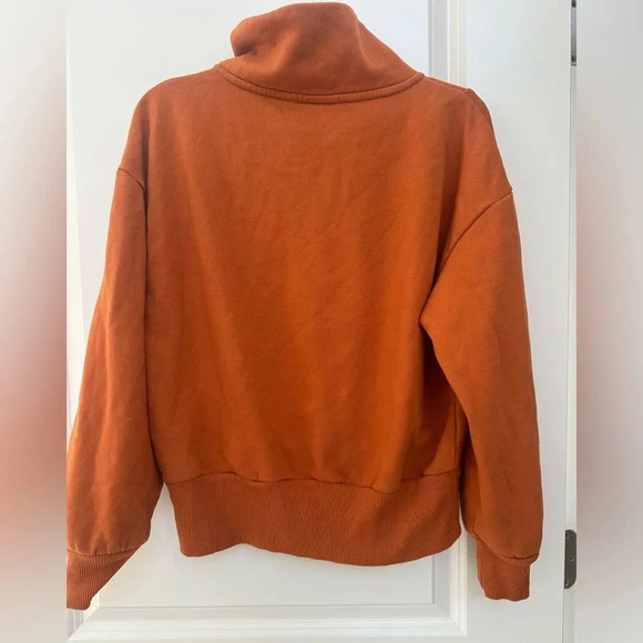 Women's Quarter Zip Sweatshirt - A New Day™ Rust M Fall Cozy - Picture 5 of 6